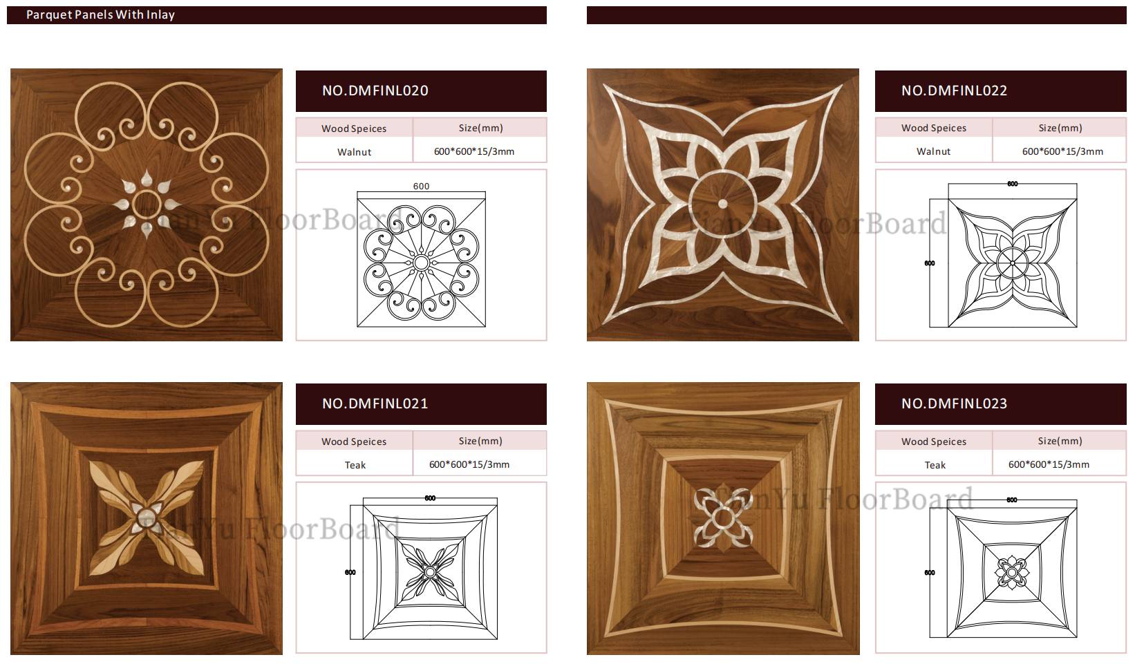 其它材料镶嵌拼花地板 Square Parquet Tiles Others Matarials Inlay